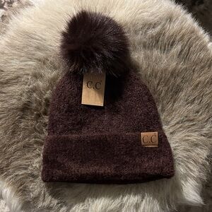 C.C Brown Pom-Pom Beanie
